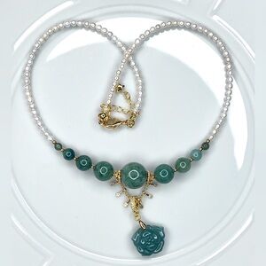 🔥New Collection🔥 Handmade Freshwater Pearl Jade and Jadeite Collection Necklace
